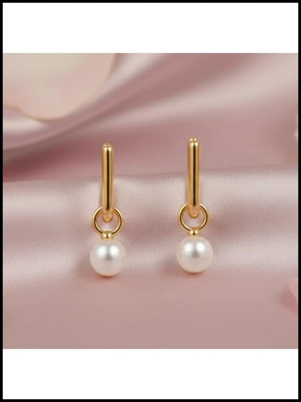 18K Gold Plated Freshwater Pearl Dangle Earrings, Hypoallergenic Huggie Hoop